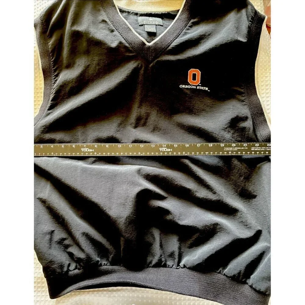 Antigua Oregon State Men’s XL Golf Vest Sleeveless Pullover Nylon Top Black‎ Tan